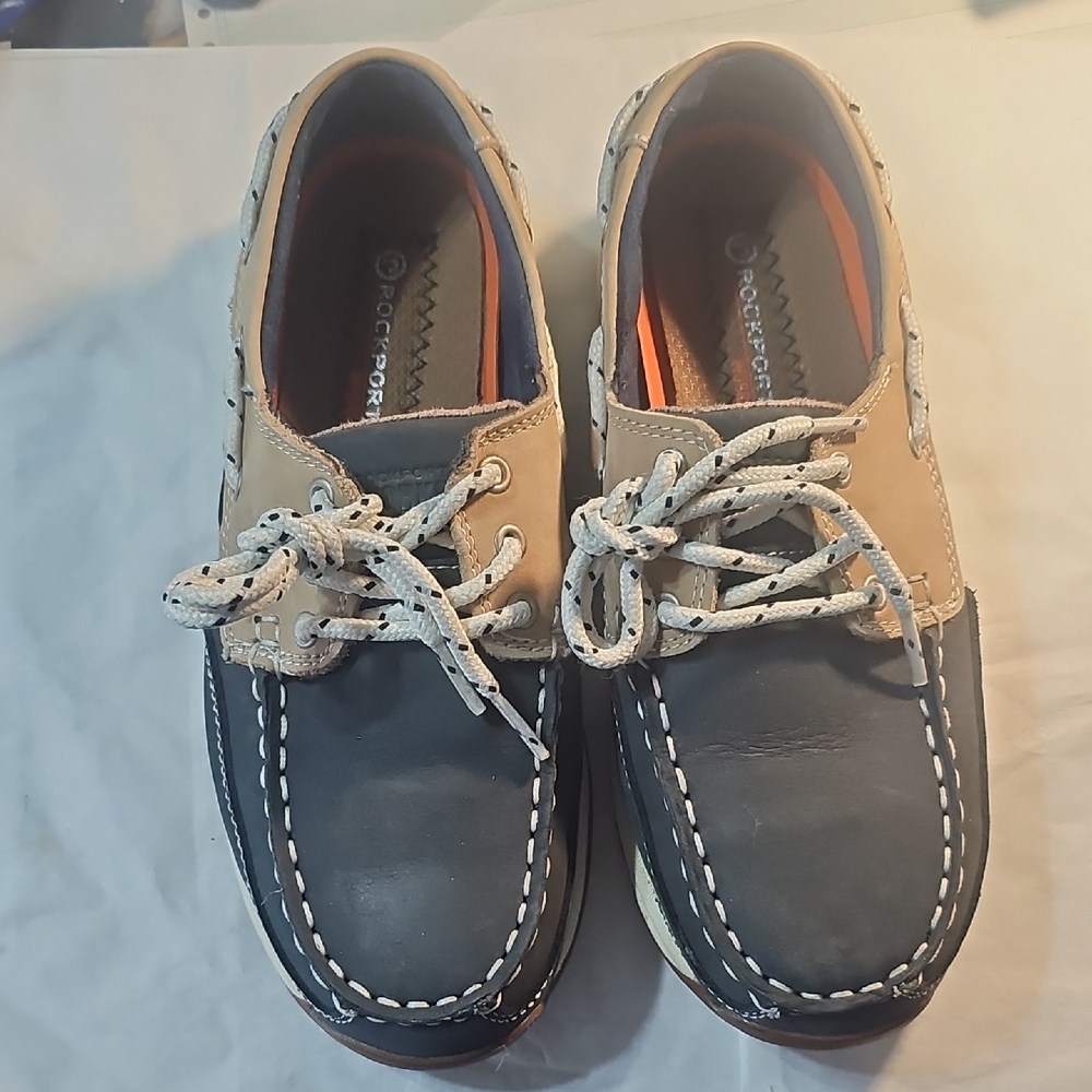 Rockport Women's Leather Navy and Tan Boat Shoes NWOT